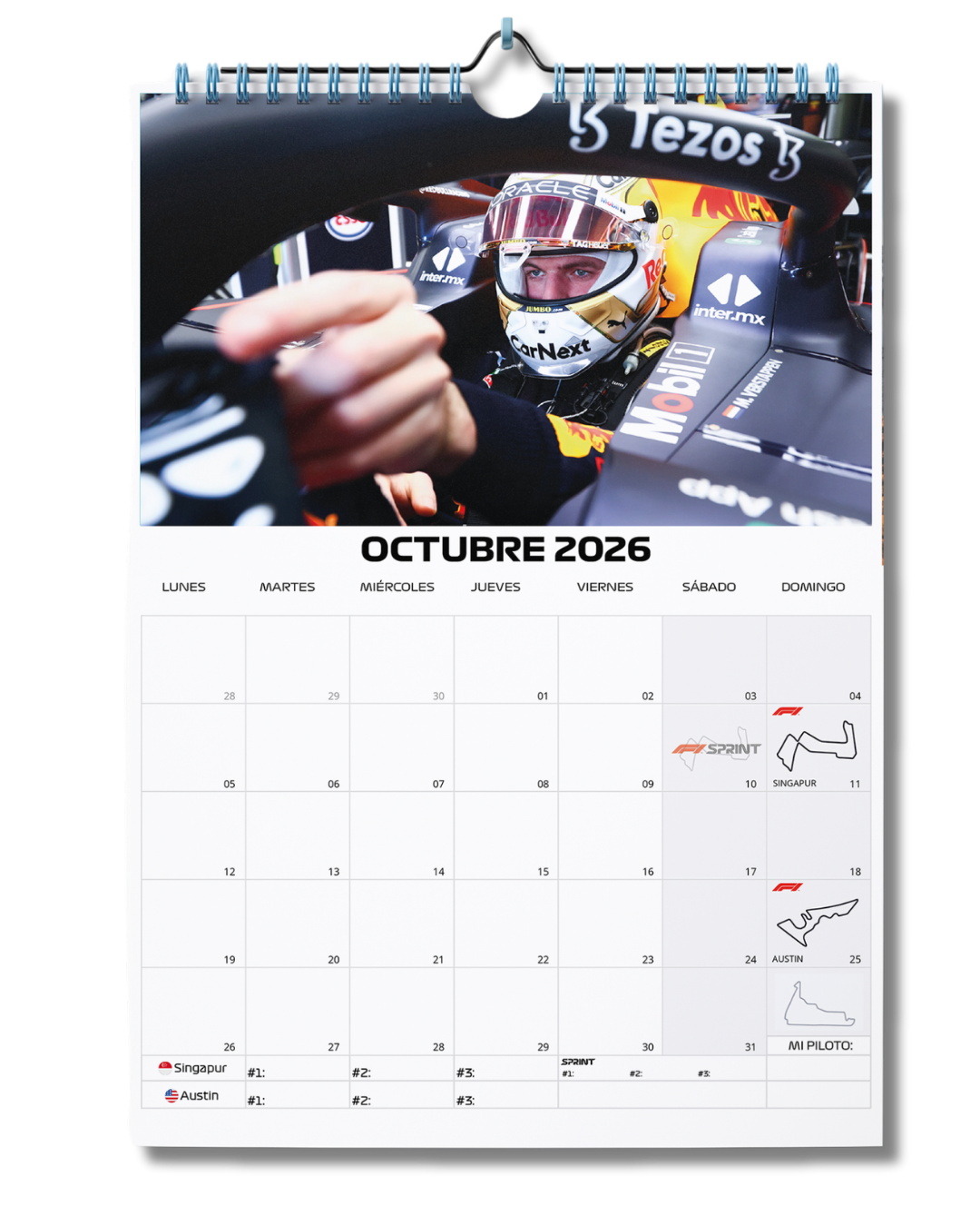 Calendario F1 2026 - Max Verstappen Edition